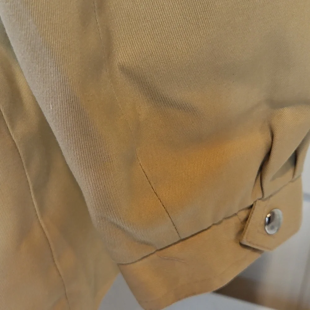 Vintage Casual Corner Tan Utility Jacket with Plaid Hood Kids 11/12 80s